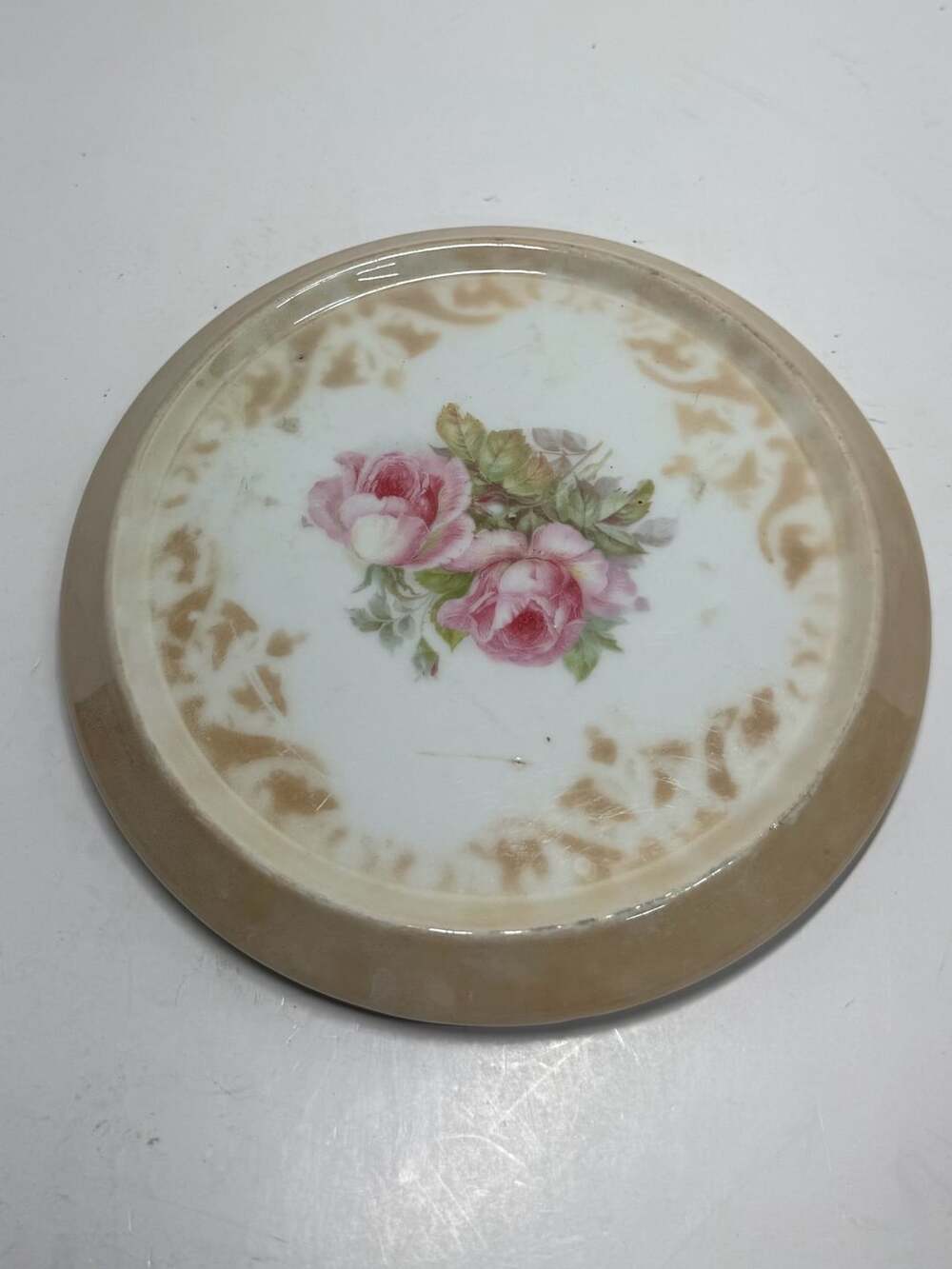 Triple Crown China Germany 248 Plate 6” Dia. Pink Rose Green Leaves Plate